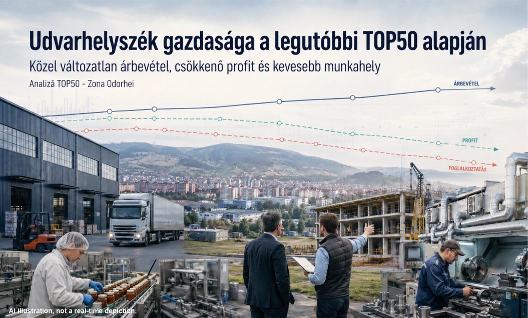 Udvarhelyszék gazdasága: stabil árbevétel, csökkenő profit és közel kétezerrel kevesebb munkahely