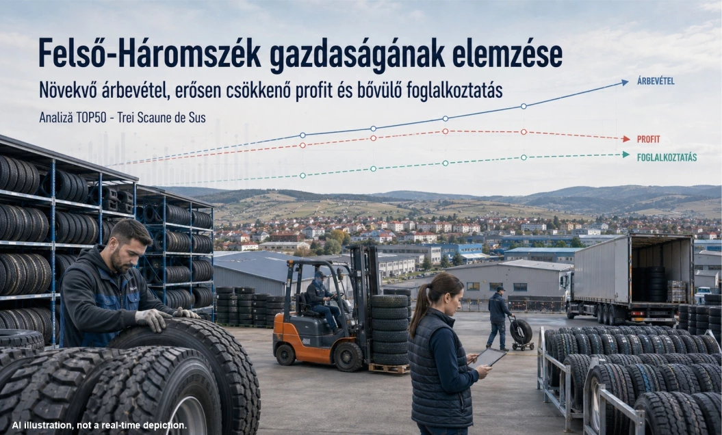 Felső-Háromszék gazdasága: növekvő árbevétel, erősen csökkenő profit és a csúcsról visszaeső foglalkoztatás